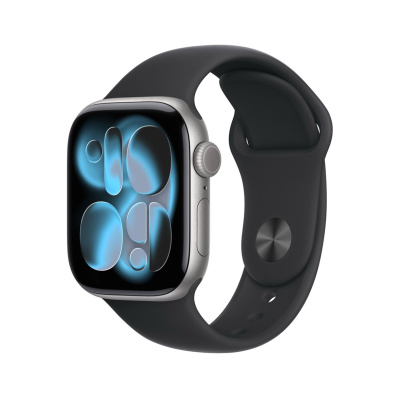 Apple Watch Series 11, 46 мм корпус из алюминия цвета «Space Gray», ремешок Sport Band размера S/M цвета «Black»