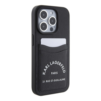 Чехол Karl Lagerfeld для iPhone 15 Pro Max Cardslot PU Saffiano RSG 3D rubber logo Hard (KLHCP15XSAPRSGK) Черный