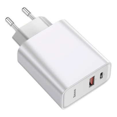 Сетевое зарядное устройство USB-C с USB Type-C Кабелем Baseus Quick Charge 30 Вт Speed Series разъем Type-C (TZCAFS-A02) Белый