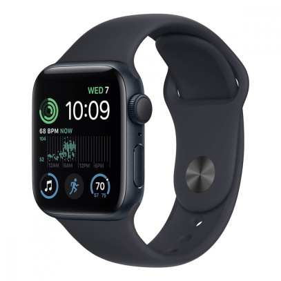 Apple Watch SE (2022), 40 мм корпус из алюминия цвета «Midnight», ремешок Sport Band размера S/M цвета «Midnight»