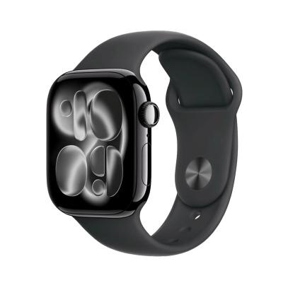 Apple Watch Series 11, 42 мм корпус из алюминия цвета «Jet Black», ремешок Sport Band размера M/L цвета «Black»