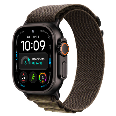 Apple Watch Ultra 4, 49 мм корпус из титана цвета «Black», ремешок Alpine Loop цвета «Dark Olive» размера M