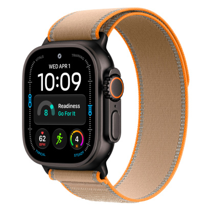 Apple Watch Ultra 4, 49 мм корпус из титана цвета «Black», ремешок Trail Loop цвета «Sand» размера S/M