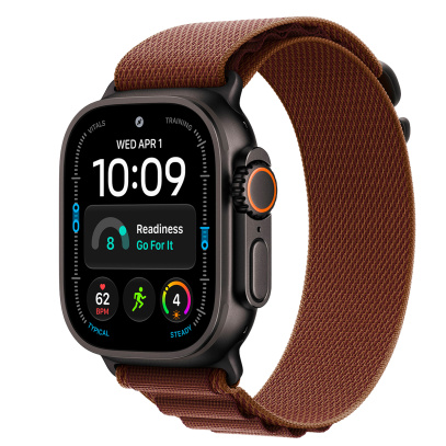 Apple Watch Ultra 4, 49 мм корпус из титана цвета «Black», ремешок Alpine Loop цвета «Burgundy» размера S
