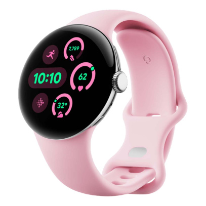 Часы Pixel Watch 3, 41 мм, LTE + Wi-Fi, Polished Silver/Rose Quartz, серебристый