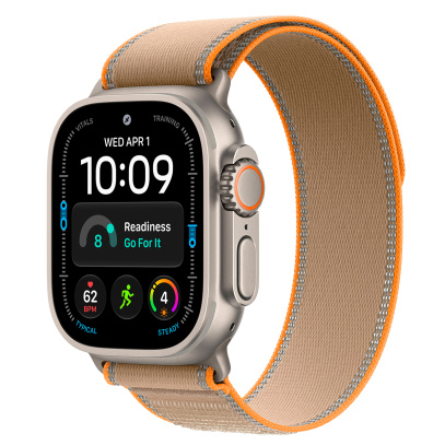 Apple Watch Ultra 4, 49 мм корпус из титана цвета «Natural», ремешок Trail Loop цвета «Sand» размера S/M