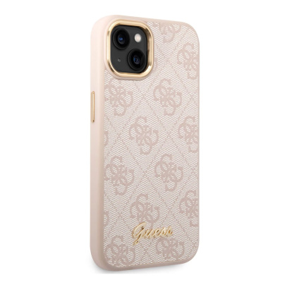 Чехол Guess для iPhone 14 Plus CG Mobile PU 4G Script metal logo Hard (GUHCP14MHG4SHP) Розовый