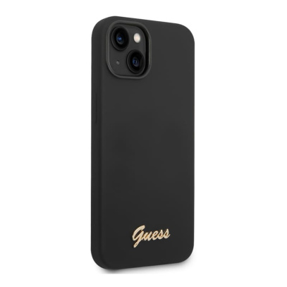 Чехол Guess для iPhone 14 Plus Liquid silicone Gold metal logo Hard (GUHCP14MSLSMK) Черный