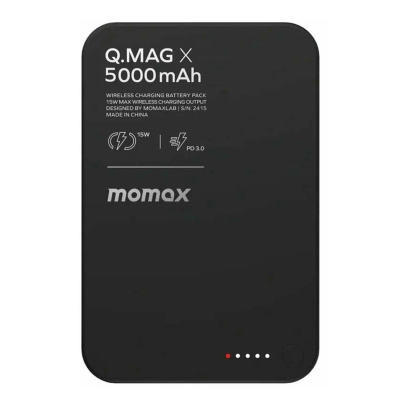 Внешний аккумулятор MOMAX Q.Mag Ultra Slim (5000mAh) Magnetic Wireless Battery Pack Чёрный