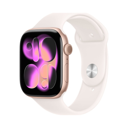Apple Watch Series 11, 46 мм корпус из алюминия цвета «Rose Gold», ремешок Sport Band размера S/M цвета «Light Blush»