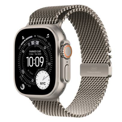 Apple Watch Ultra 3 (2025), 49 мм корпус из титана цвета «Natural», ремешок Titanium Milanese Loop размера L цвета «Natural»