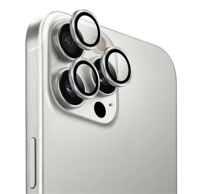 Стекло для камеры iPhone 16 Pro/16 Pro Max UNIQ OPTIX Camera Lens AluGuard (IP6.3P-6.9P(2024)-ALENSSIL) Серебристый