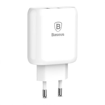Сетевое зарядное устройство USB-C с кабелем для зарядки USB Type-C Baseus 2 USB Quick Charge 32 Вт 5V/9V/12V Bojure Series Белый