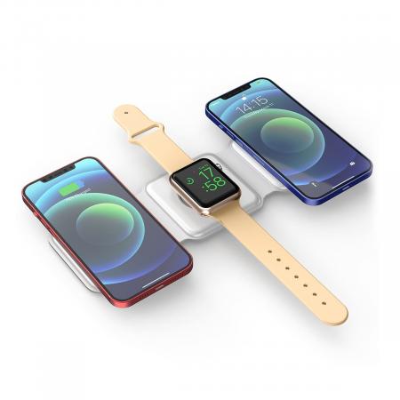 Беспроводная зарядка WiWU Foldable 3в1 Wireless Charger (M6) Белый