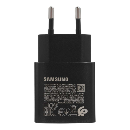 Зарядное устройство Samsung Fast Chargerr USB Type-C 25 Вт (EP-TA800), черный