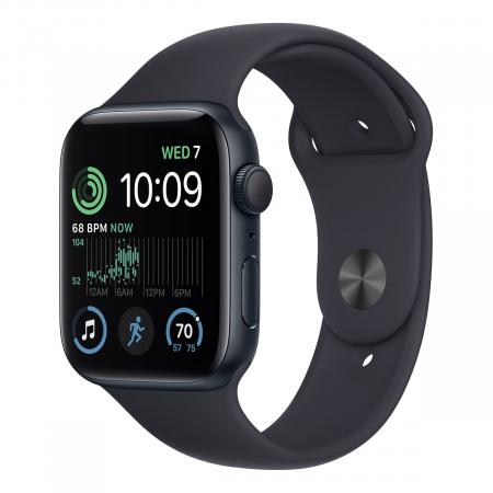Apple Watch SE (2022), 44 мм корпус из алюминия цвета «Midnight», ремешок Sport Band размера S/M цвета «Midnight» Apple Watch SE (2022), 44 мм корпус из алюминия цвета «Midnight», ремешок Sport Band размера S/M цвета «Midnight»