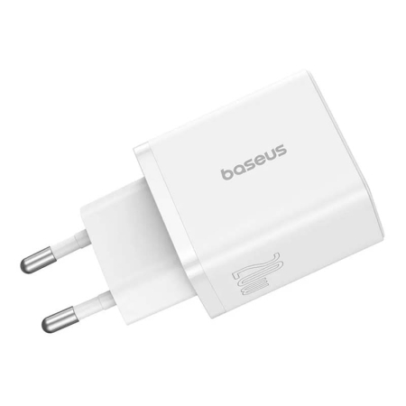 Зарядное устройство Baseus Cube Fast Charger USB-A + USB Type-C 20 Вт EU Moon (P10111403213-00), белый