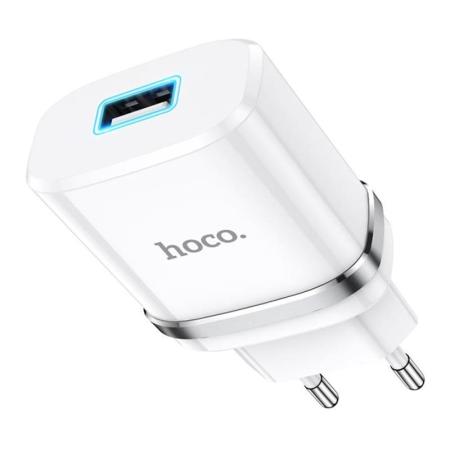 Зарядное устройство hoco. USB-A Indicator single port safety charger (N1), белый
