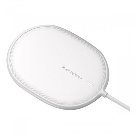 Беспроводное зарядное устройство 15w Baseus Light Magnetic Wireless Charger, Type-C кабель 1,5 м (WXQJ-02) White, белый