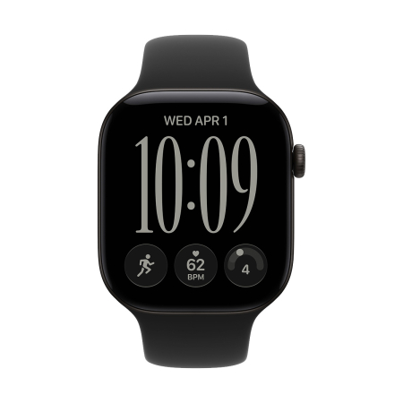 Apple Watch Series 12, 46 мм корпус из алюминия цвета «Black», ремешок Sport Band размера S/M цвета «Black»