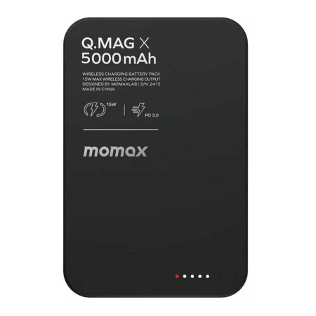 Внешний аккумулятор MOMAX Q.Mag Ultra Slim (5000mAh) Magnetic Wireless Battery Pack Чёрный