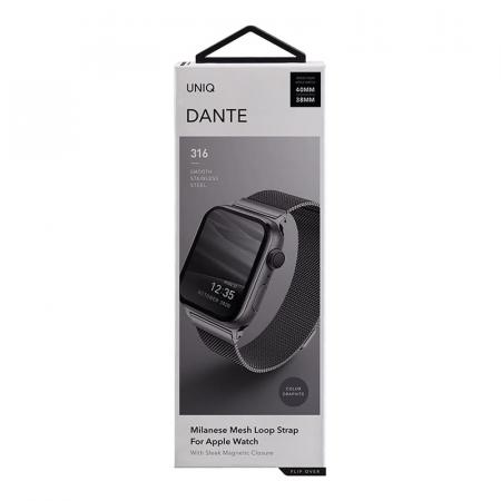 Ремешок UNIQ для Apple Watch 38/40/41 мм Dante Strap Mesh Steel (40MM-DANGRP) Графитовый