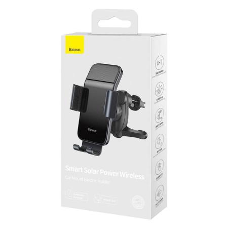 Автомобильный держатель Baseus Smart Solar Power Wireless Car Mount Electric Holder (SUZG000001) Черный