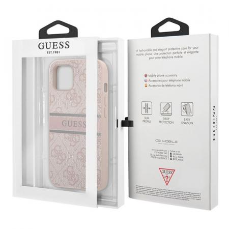 Чехол Guess для iPhone 14 PU 4G Stripe printed logo Hard (GUHCP14S4GDPI) Розовый Чехол Guess для iPhone 14 PU 4G Stripe printed logo Hard (GUHCP14S4GDPI) Розовый