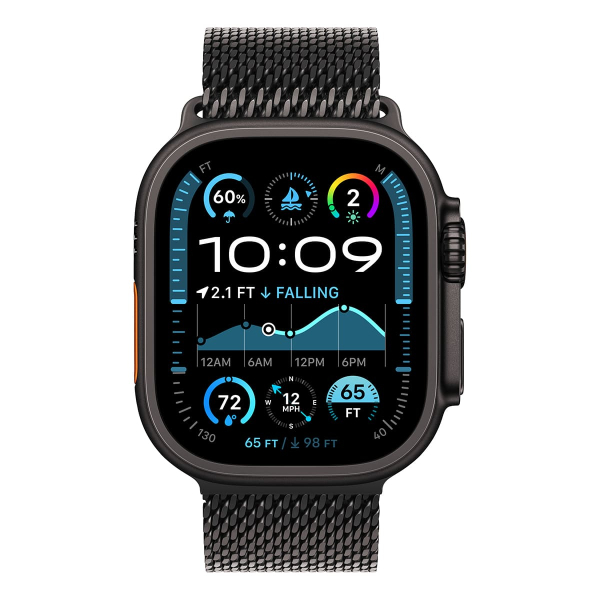 Apple Watch Ultra 2 (2024), 49 мм корпус из титана цвета «Black», ремешок Titanium Milanese Loop размера L цвета «Black»