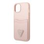 Чехол Guess для iPhone 14 Plus PU Saffiano Double cardslot Metal triangle logo Hard (GUHCP14MPSATPP) Розовый
