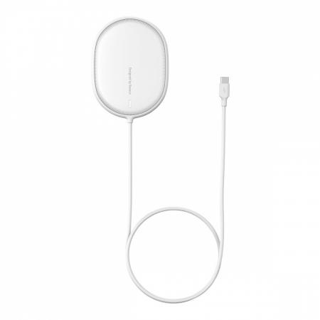 Беспроводное зарядное устройство 15w Baseus Light Magnetic Wireless Charger, Type-C кабель 1,5 м (WXQJ-02) White, белый