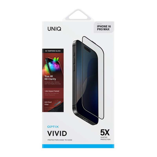 Стекло для iPhone 16 Pro Max UNIQ OPTIX Vivid Чёрный