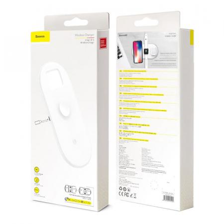 Беспроводное зарядное устройство Baseus Smart 3в1 (WX3IN1-02) White, белый