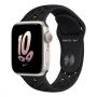 Apple Watch Nike SE (2022), 40 мм корпус из алюминия цвета «Starlight», ремешок Nike Sport Band размера S/M цвета «Black/Black» Apple Watch Nike SE (2022), 40 мм корпус из алюминия цвета «Starlight», ремешок Nike Sport Band размера S/M цвета «Black/Black»