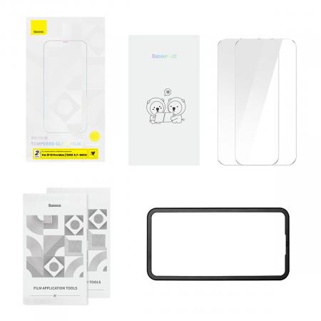 Стекло для iPhone 14 Plus/13 Pro Max Baseus Crystal glass 1шт +EasyStick (SGBL100202) Прозрачное