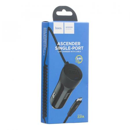 АЗУ hoco. 1 USB Fast Charger 17W 3.4A + кабель Lightning (Z21A) Черный