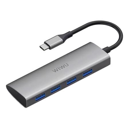 Хаб WiWU Alpha Type-C 4*USB3.0 (A440) Серый