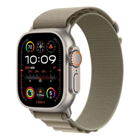 Apple Watch Ultra 2 (2023), 49 мм корпус из титана цвета «Natural», ремешок Alpine Loop размера S цвета «Olive»