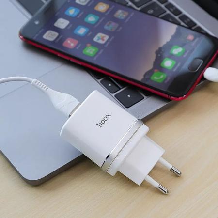 Зарядное устройство hoco. Smart QC3.0 Charger USB-A 18 Вт (C12Q), белый