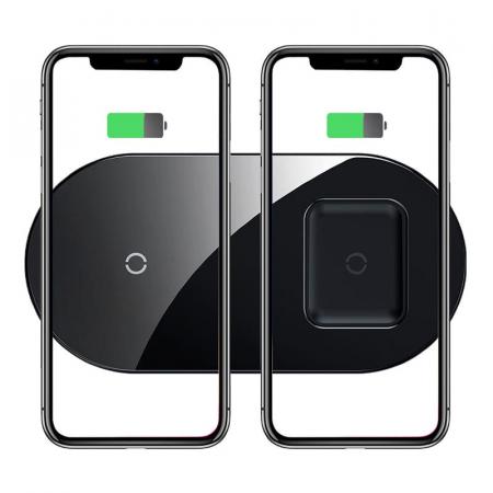 Беспроводное зарядное устройство Baseus Simple 2в1 Wireless Charger BS-W508X (WXJK-A01) Black, черный