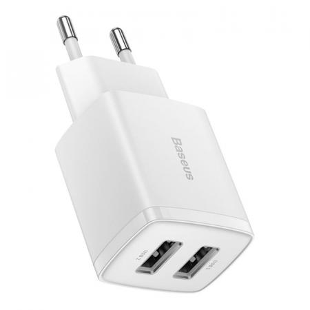 Зарядное устройство Baseus Compact Charger 2 USB-A 10,5 Вт CCXJ010202 (CCCP10UE), белый