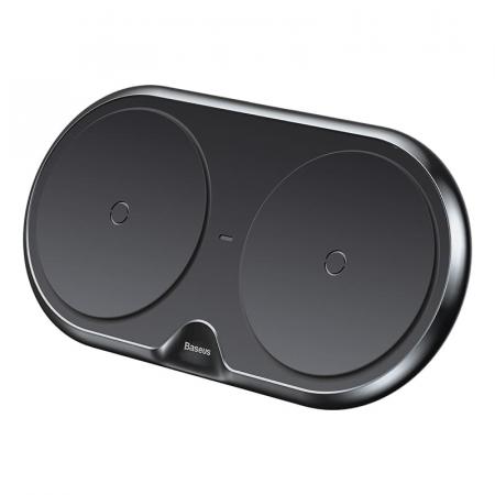 Беспроводное зарядное устройство Baseus 2в1 Metal Dual Wireless Charger (WXXHJ-A01) Black, черный