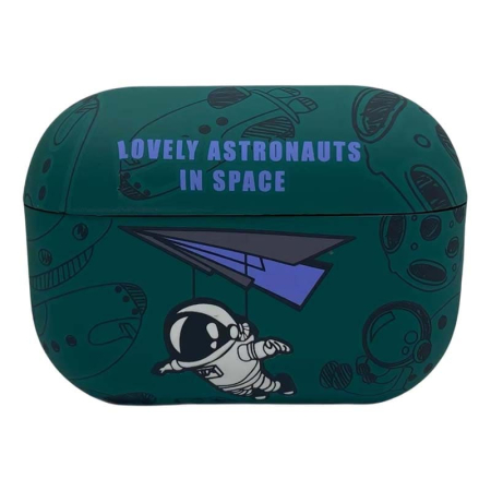 Чехол для AirPods Pro COQUE POUR Зеленый с рисунком Lovely astronauts in space