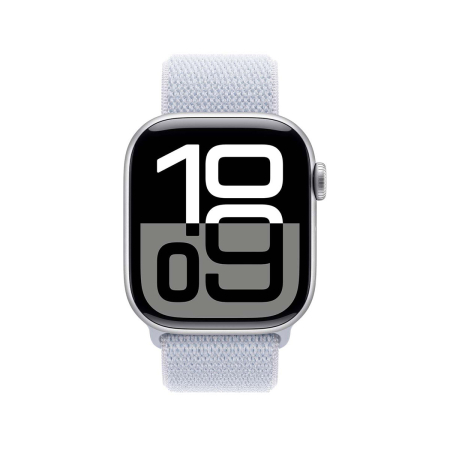 Apple Watch Series 10, 42 мм корпус из алюминия цвета «Silver», ремешок Sport Loop цвета «Blue Cloud»