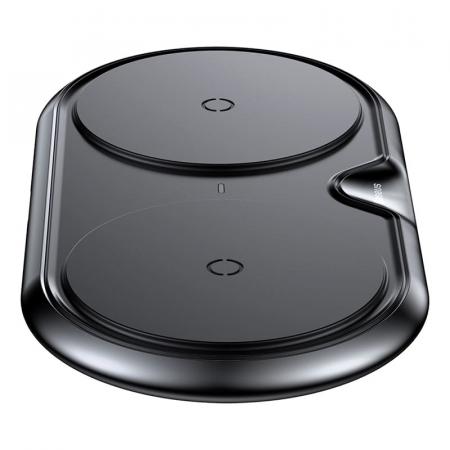 Беспроводное зарядное устройство Baseus 2в1 Metal Dual Wireless Charger (WXXHJ-A01) Black, черный