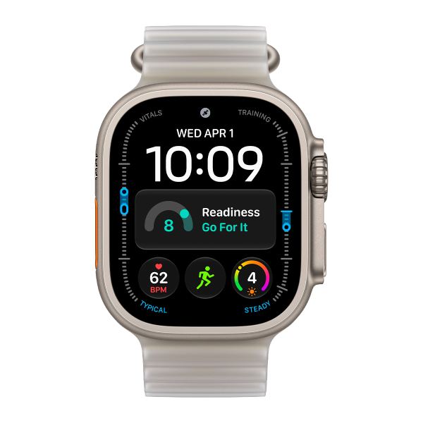 Apple Watch Ultra 4, 49 мм корпус из титана цвета «Natural», ремешок Ocean Band цвета «Translucent Gray»
