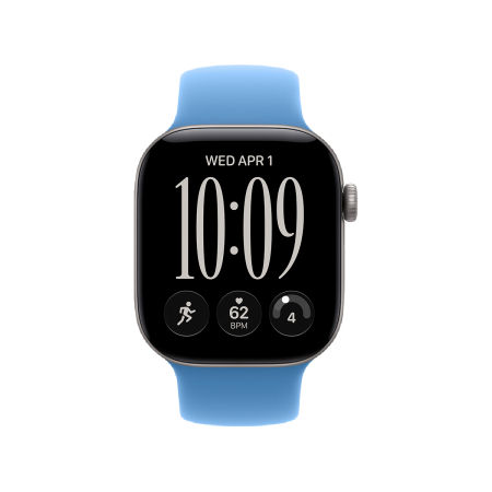 Apple Watch Series 12, 42 мм корпус из алюминия цвета «Space Gray», ремешок Solo Loop цвета «Wildflower Blue»