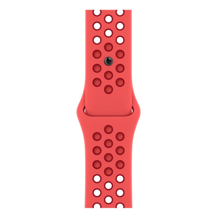 Apple Watch Nike SE (2022), 40 мм корпус из алюминия цвета «Starlight», ремешок Nike Sport Band размера M/L цвета «Bright Crimson/Gym Red» Apple Watch Nike SE (2022), 40 мм корпус из алюминия цвета «Starlight», ремешок Nike Sport Band размера M/L цвета «Bright Crimson/Gym Red»