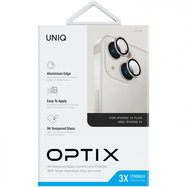 Стекло для камеры iPhone 14/14 Plus UNIQ OPTIX Camera Lens protector Aluminium (3 шт.) 0.25 мм (IP6.1-6.7M-LENSSIL) Серебристый