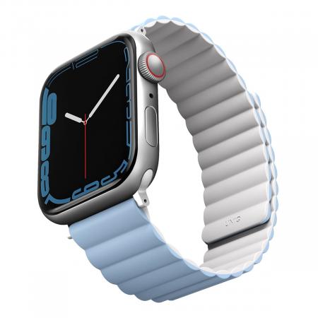Ремешок UNIQ для Apple Watch 42/44/45/49 мм Revix reversible Magnetic (45MM-REVWHTBLU) Белый/Арктический синий